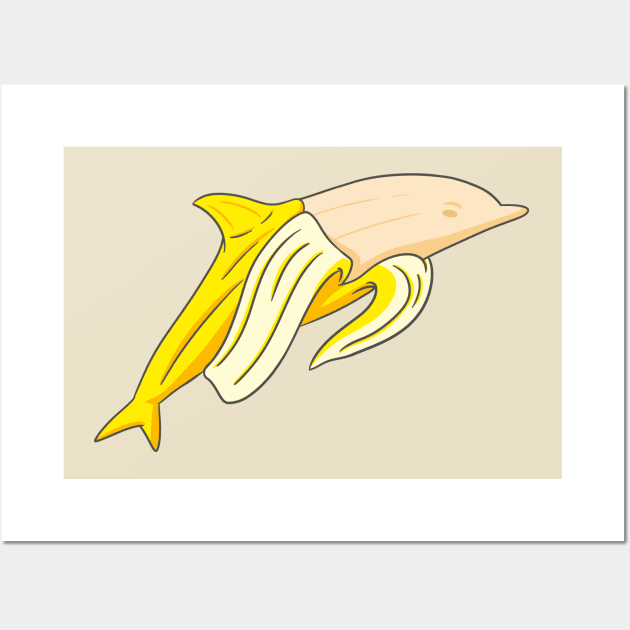 Banana Dolphin Wall Art by Illustrasikuu